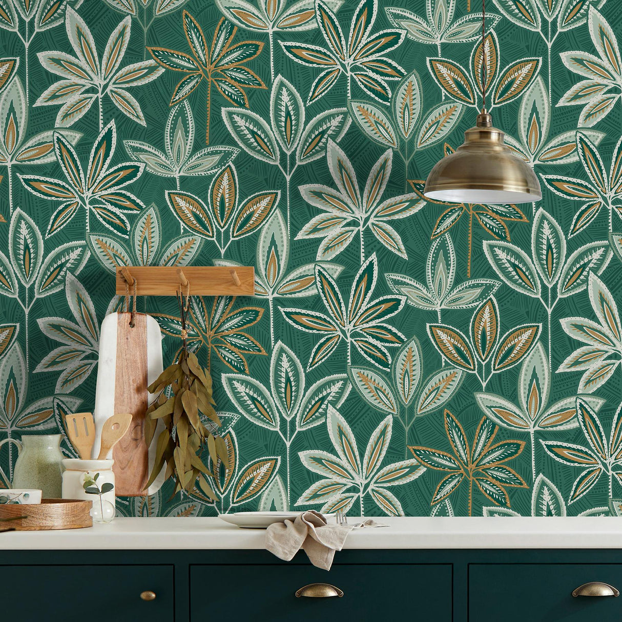 York Bohan Green Decorative Tree Wallpaper