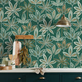 York Bohan Green Decorative Tree Wallpaper