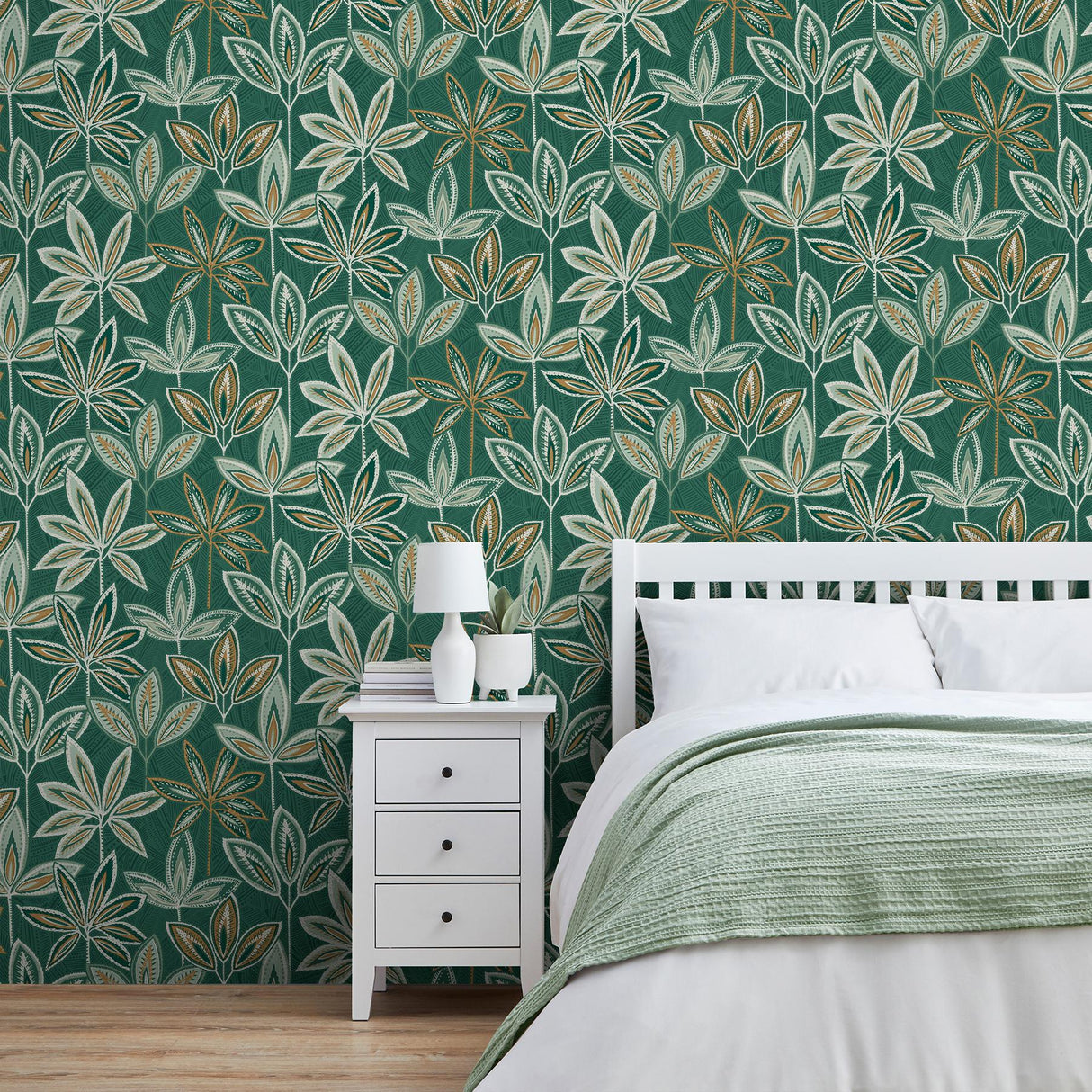 York Bohan Green Decorative Tree Wallpaper