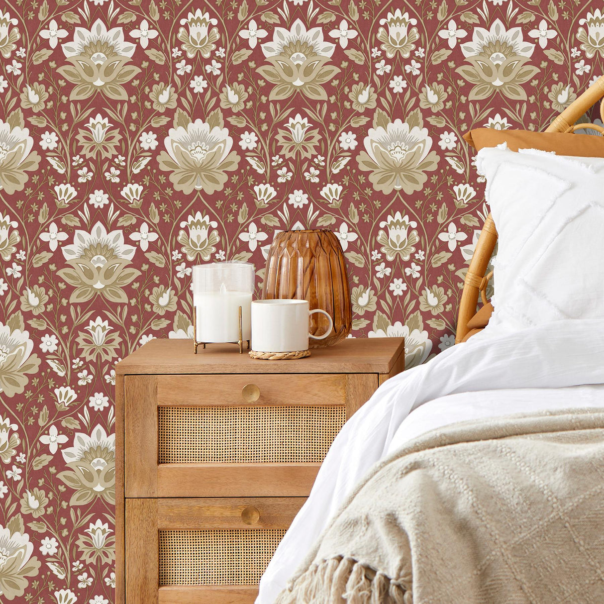 York Issey Red Floral Wallpaper
