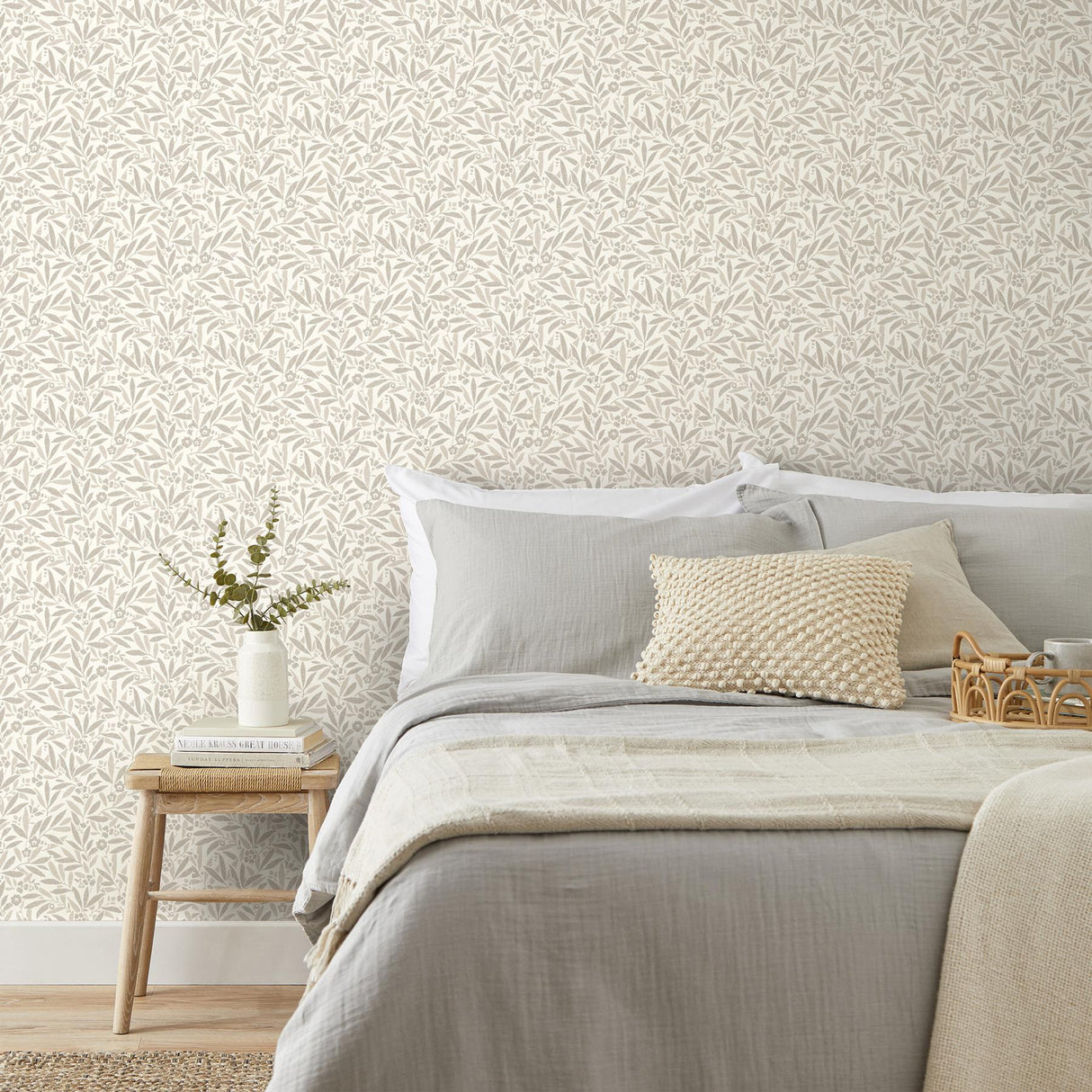 York Rabanne Neutral Ditsy Leaves Wallpaper