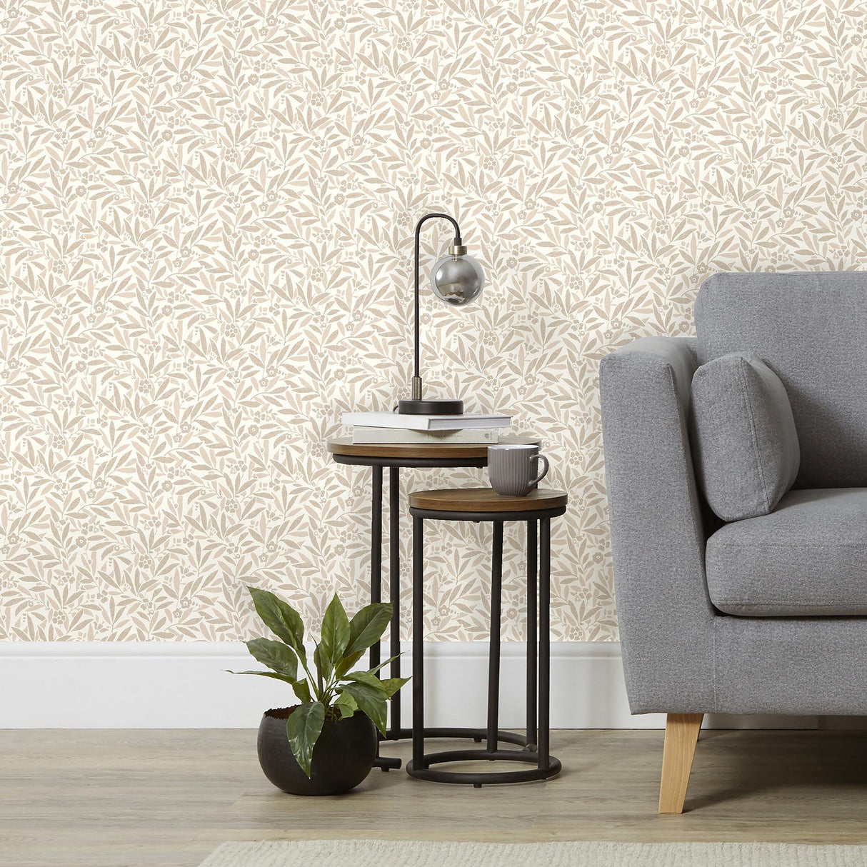 York Rabanne Neutral Ditsy Leaves Wallpaper
