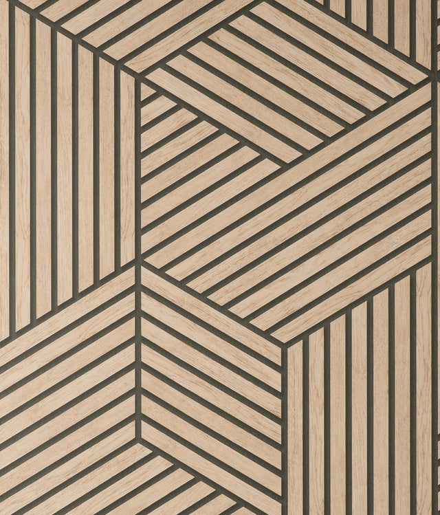 York Gerrit Light Brown Geometric Panel Wallpaper