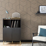 York Gerrit Light Brown Geometric Panel Wallpaper