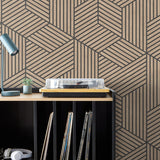 York Gerrit Light Brown Geometric Panel Wallpaper