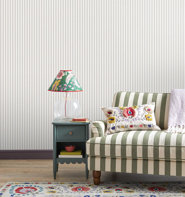 York Chirico Lavender Ticking Stripe Wallpaper