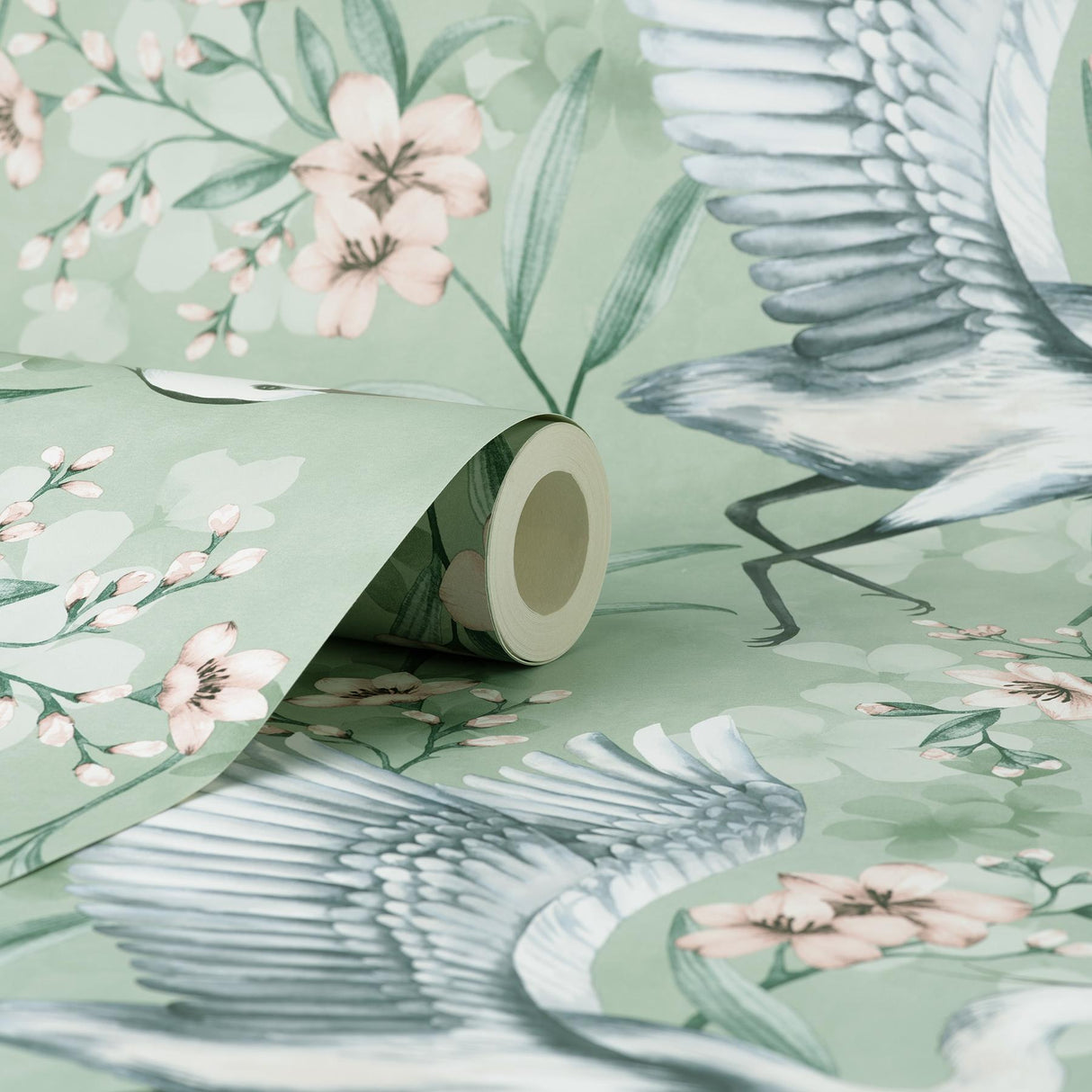 York Simonetta Seafoam Heron Wallpaper