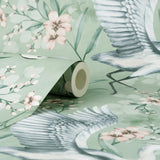 York Simonetta Seafoam Heron Wallpaper