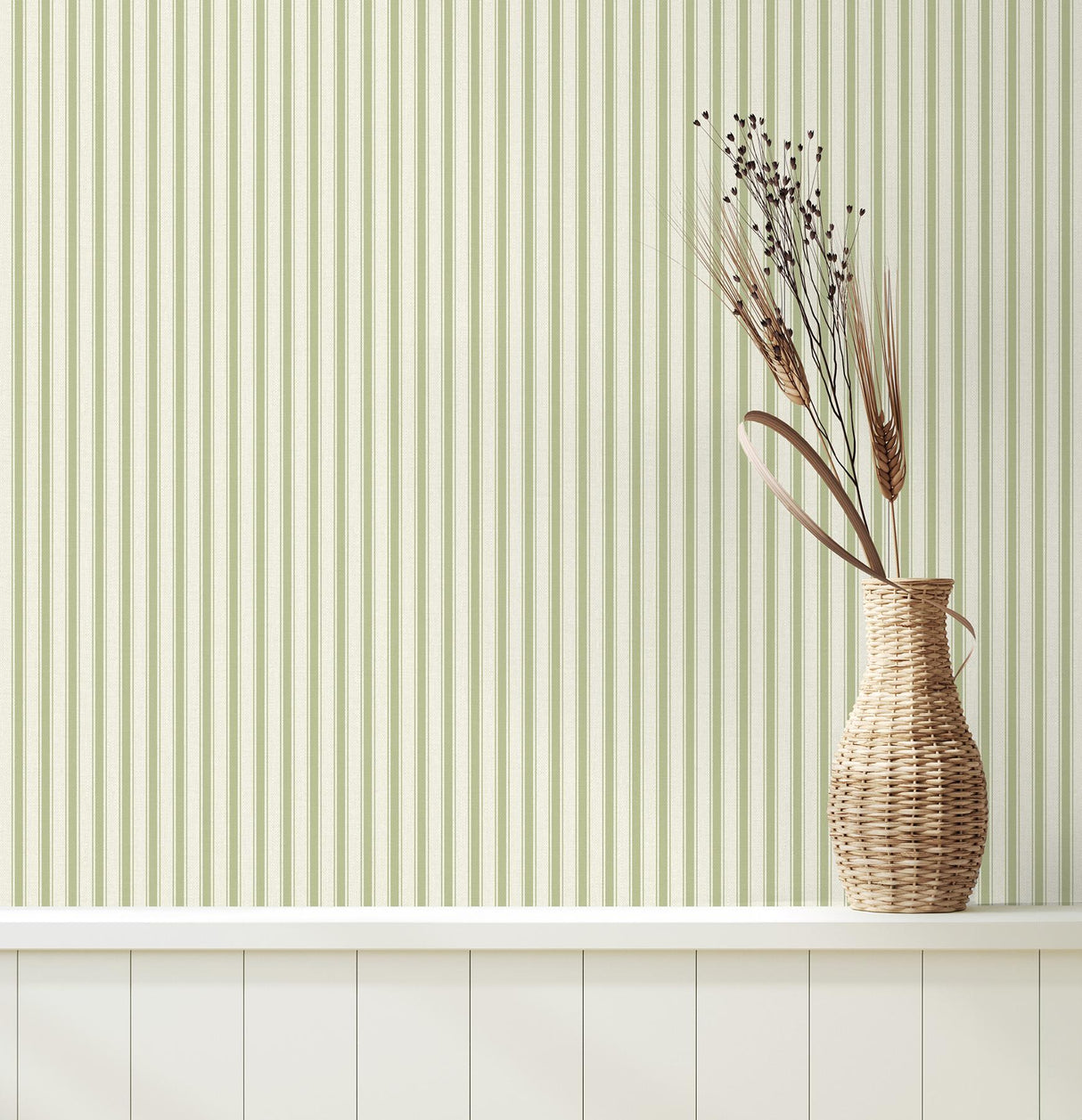 York Chirico Green Ticking Stripe Wallpaper