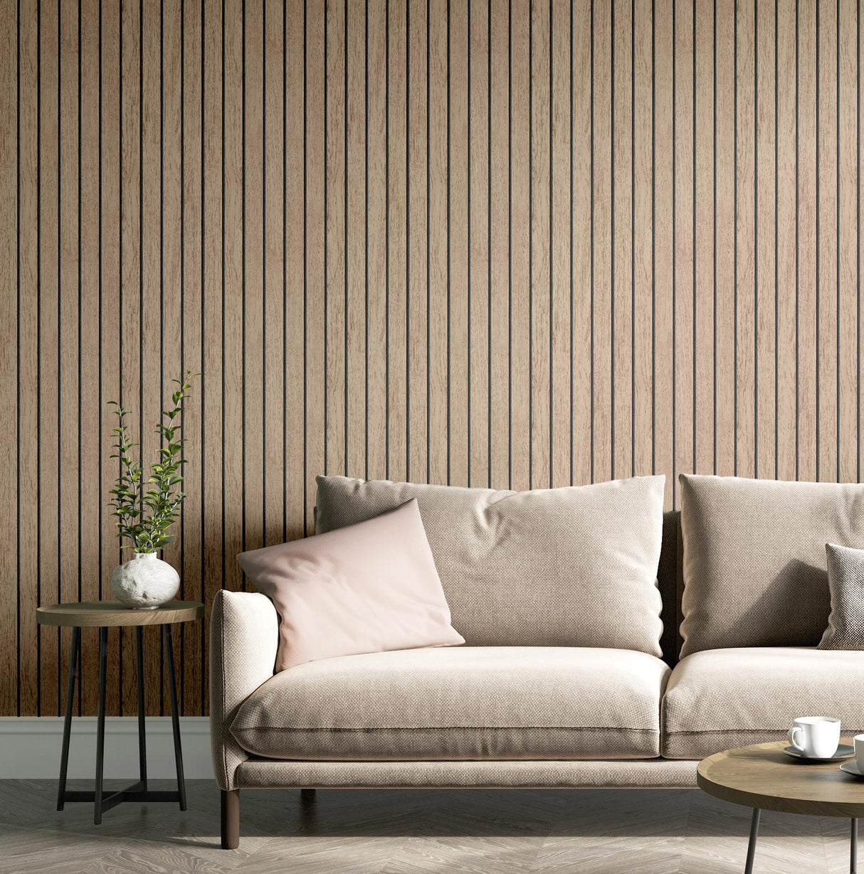 York Manolo Light Brown Wooden Slat Wallpaper