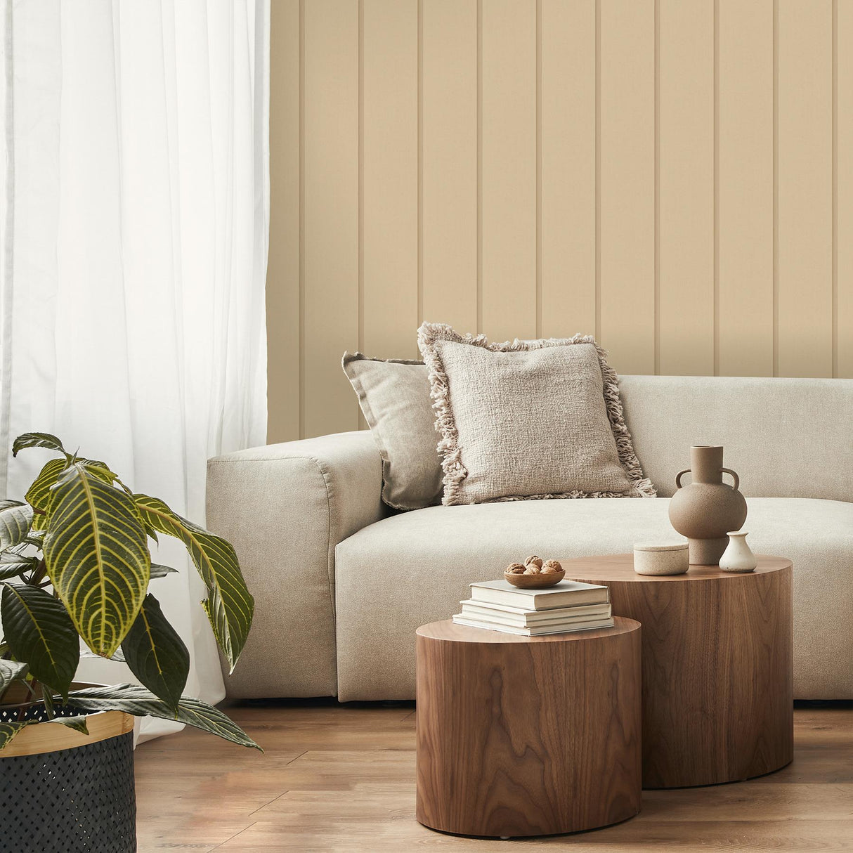 York Killian Wheat Wood Panel Wallpaper