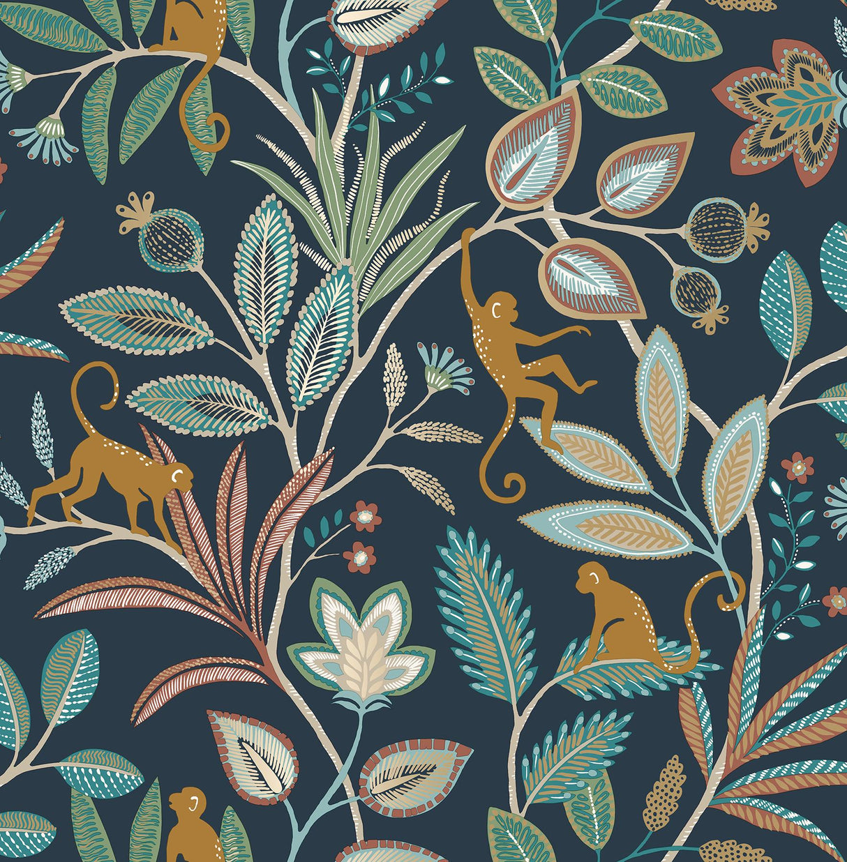 York Kenzo Navy Monkey Walk Wallpaper
