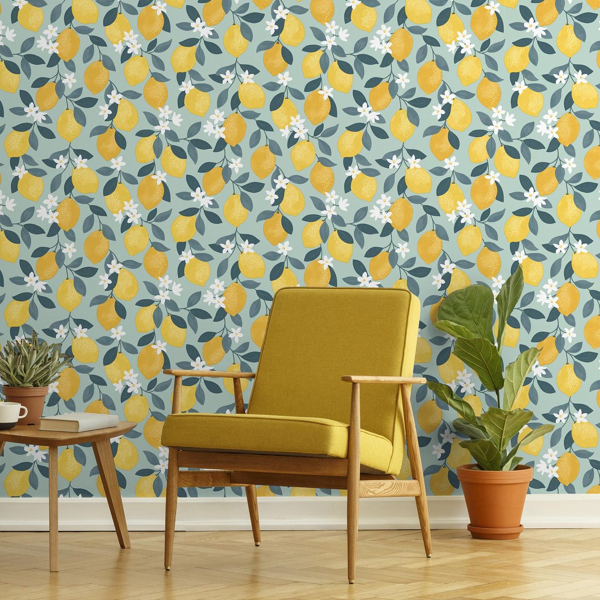 York Inigo Seafoam Sicily Fruits Wallpaper
