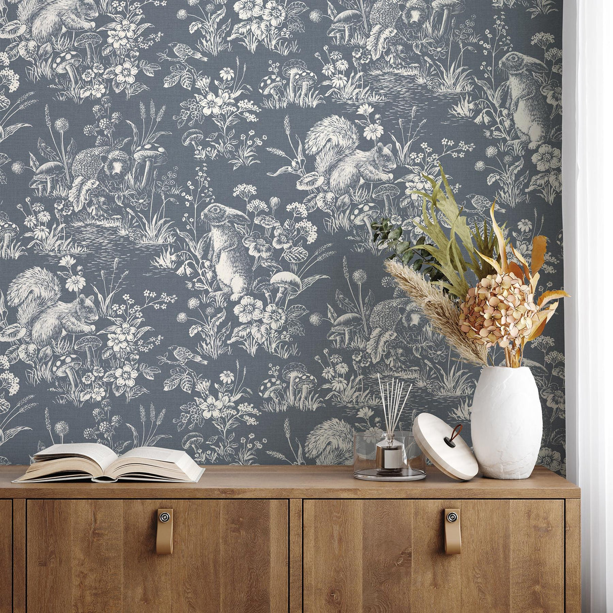 York Eames Blue Forest Friends Wallpaper