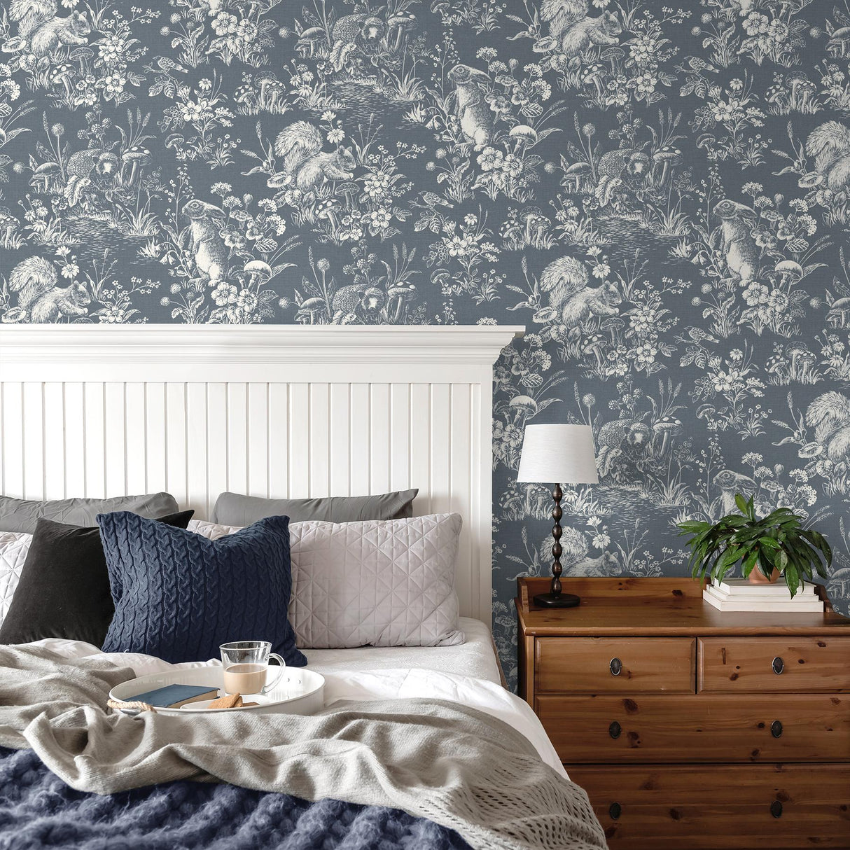 York Eames Blue Forest Friends Wallpaper