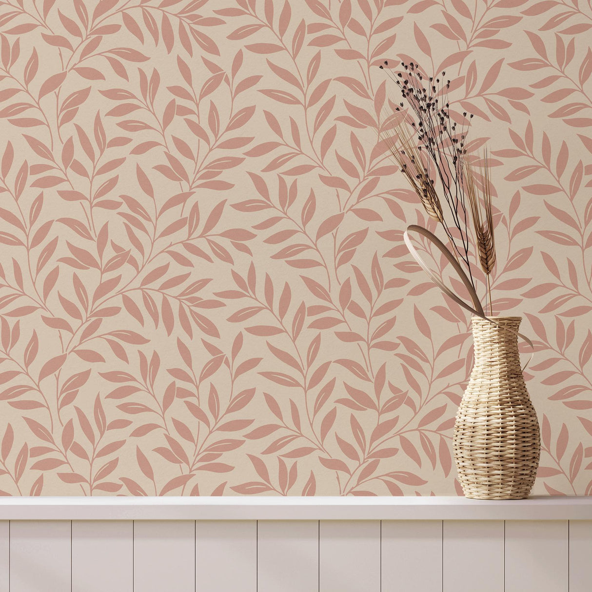 York Marin Blush Leaf Trail Wallpaper