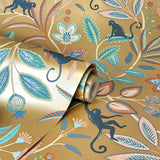 York Kenzo Gold Monkey Walk Wallpaper