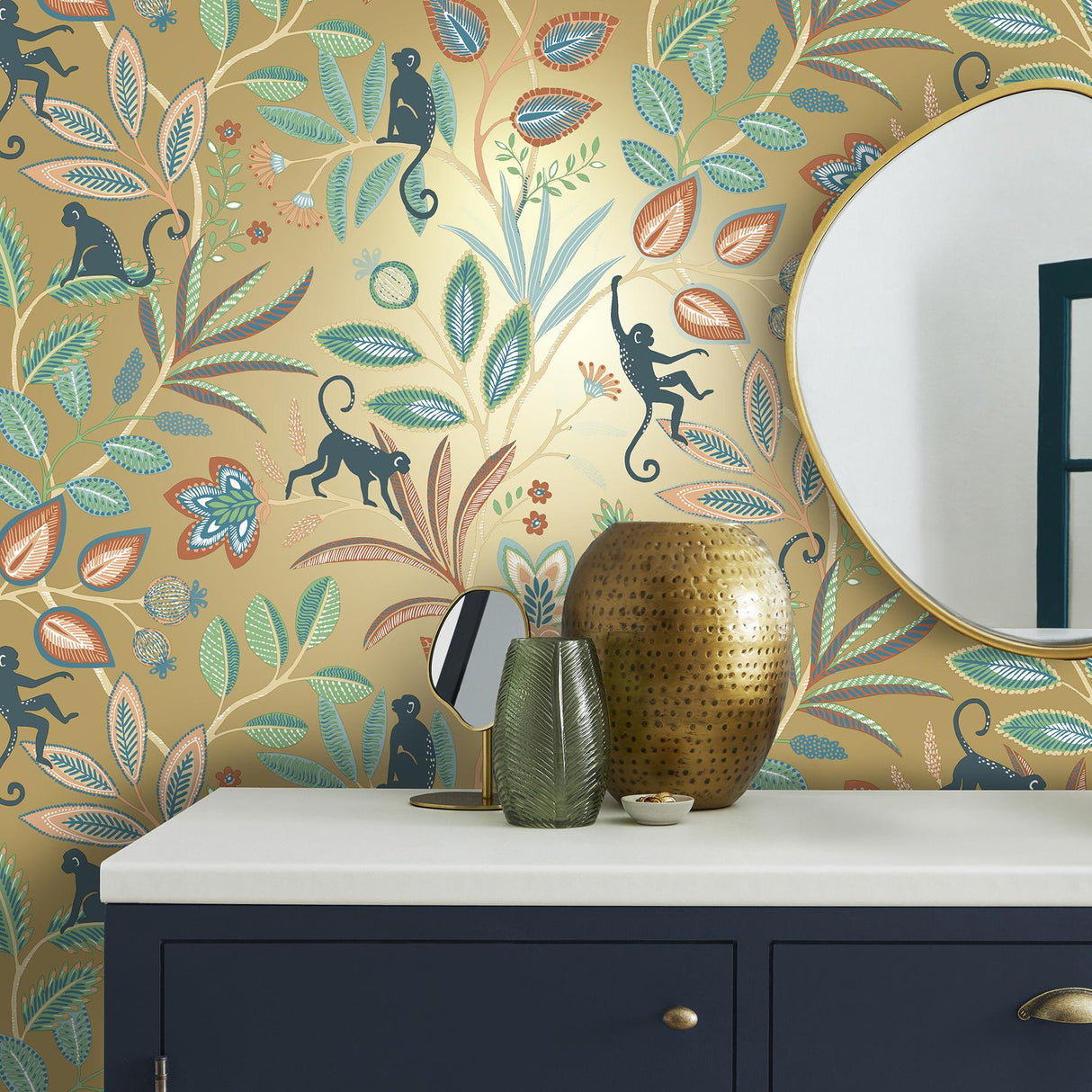 York Kenzo Gold Monkey Walk Wallpaper