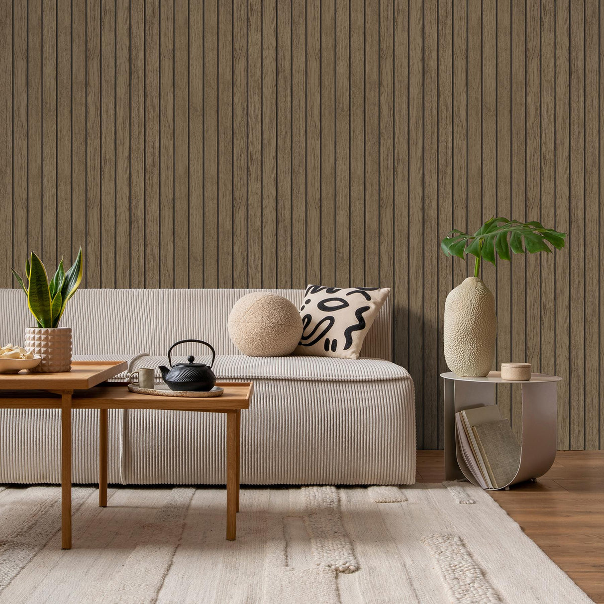 York Manolo Brown Wooden Slat Wallpaper
