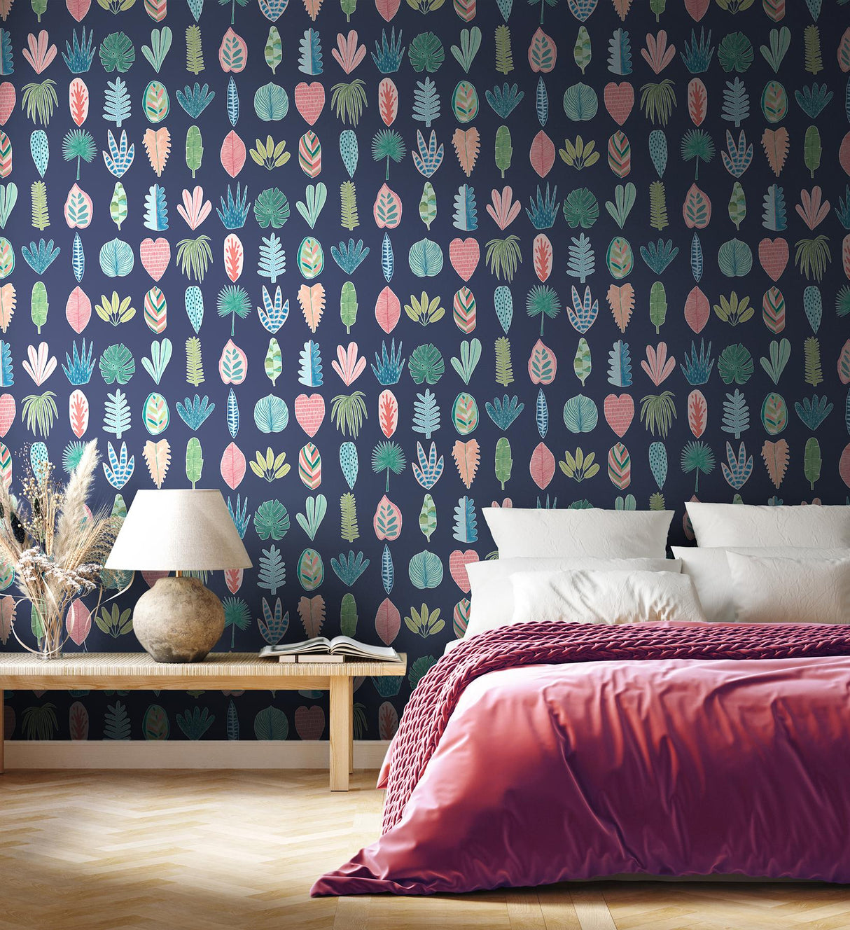 York Leaf Boogie Denim Tropical Mix Wallpaper