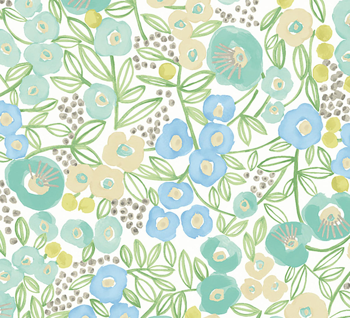York Flora Teal Garden Wallpaper