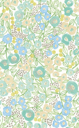 York Flora Teal Garden Wallpaper