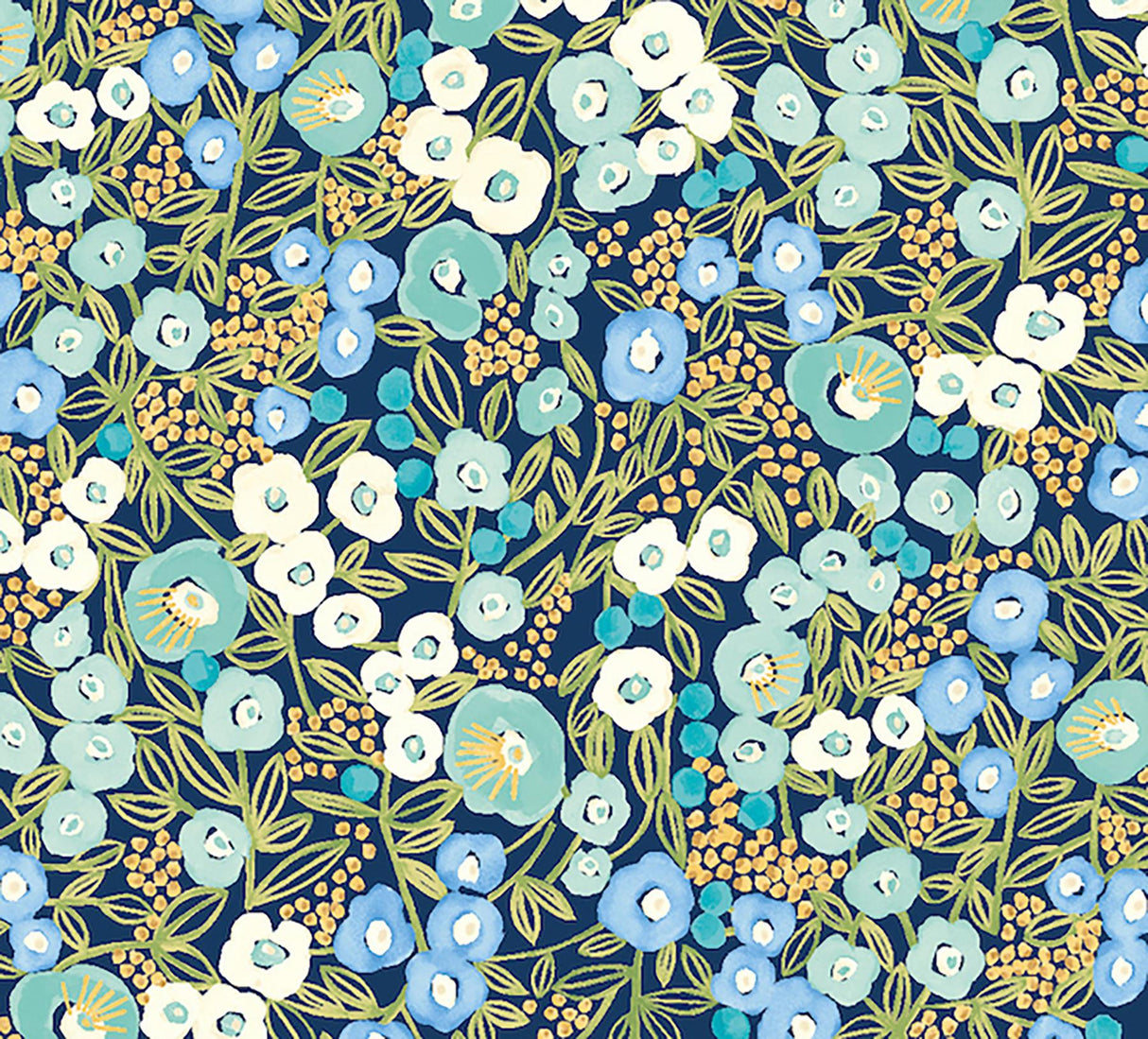 York Flora Ditsy Blue Garden Wallpaper