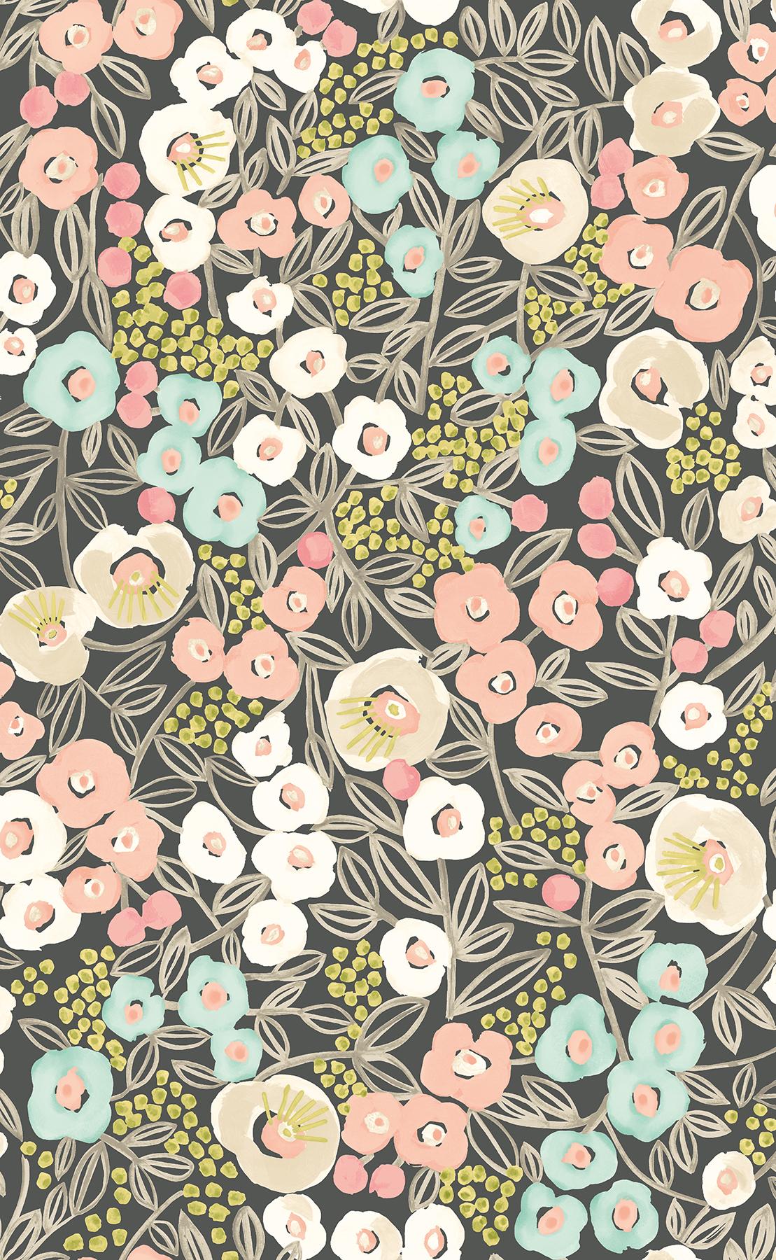 York Flora Peach Garden Wallpaper