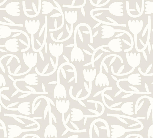 York Aino Taupe Tiny Tulip Wallpaper