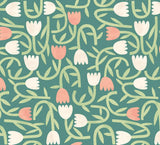 York Aino Green Tiny Tulip Wallpaper