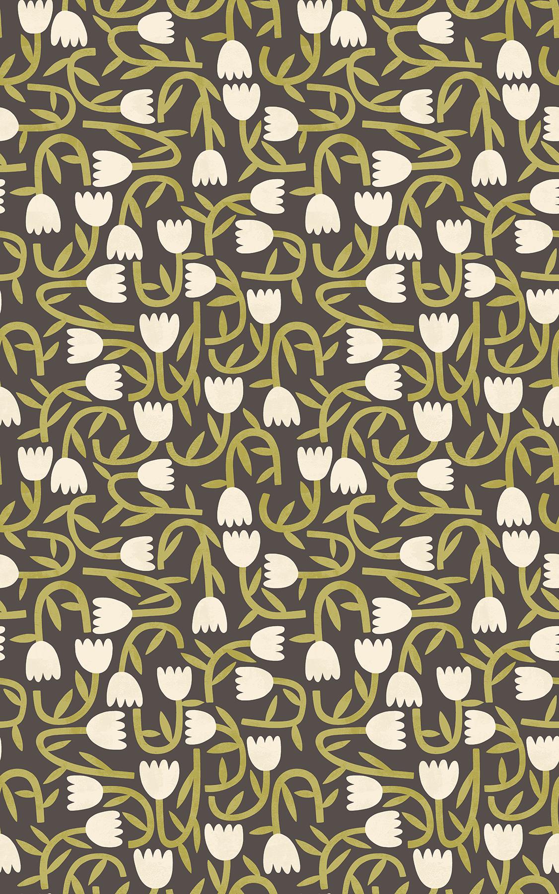 York Aino Black Tiny Tulip Wallpaper
