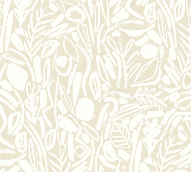 York Verdure Neutral Painted Botanical Wallpaper