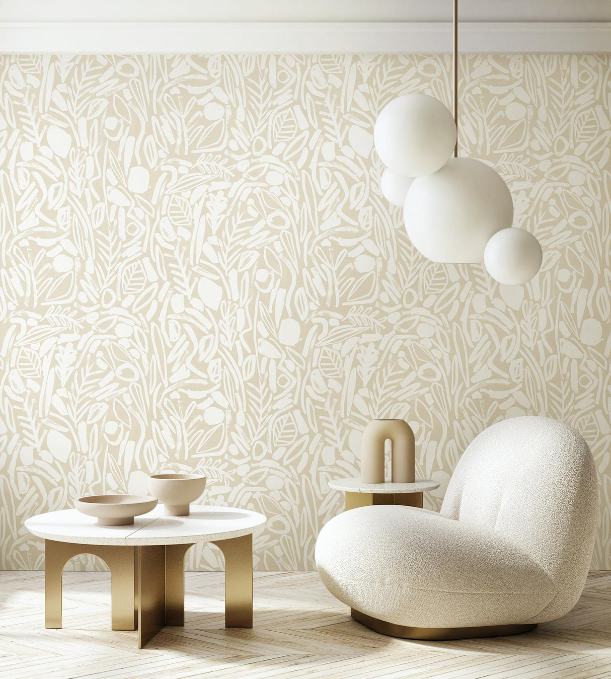 York Verdure Neutral Painted Botanical Wallpaper