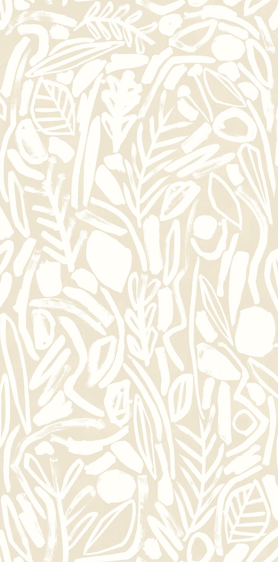 York Verdure Neutral Painted Botanical Wallpaper