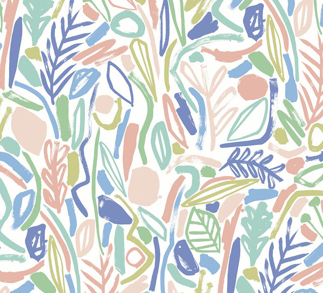 York Verdure Pastel Painted Botanical Wallpaper