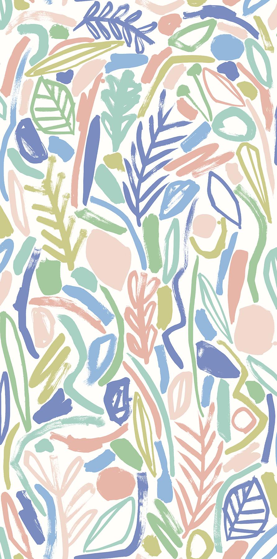York Verdure Pastel Painted Botanical Wallpaper