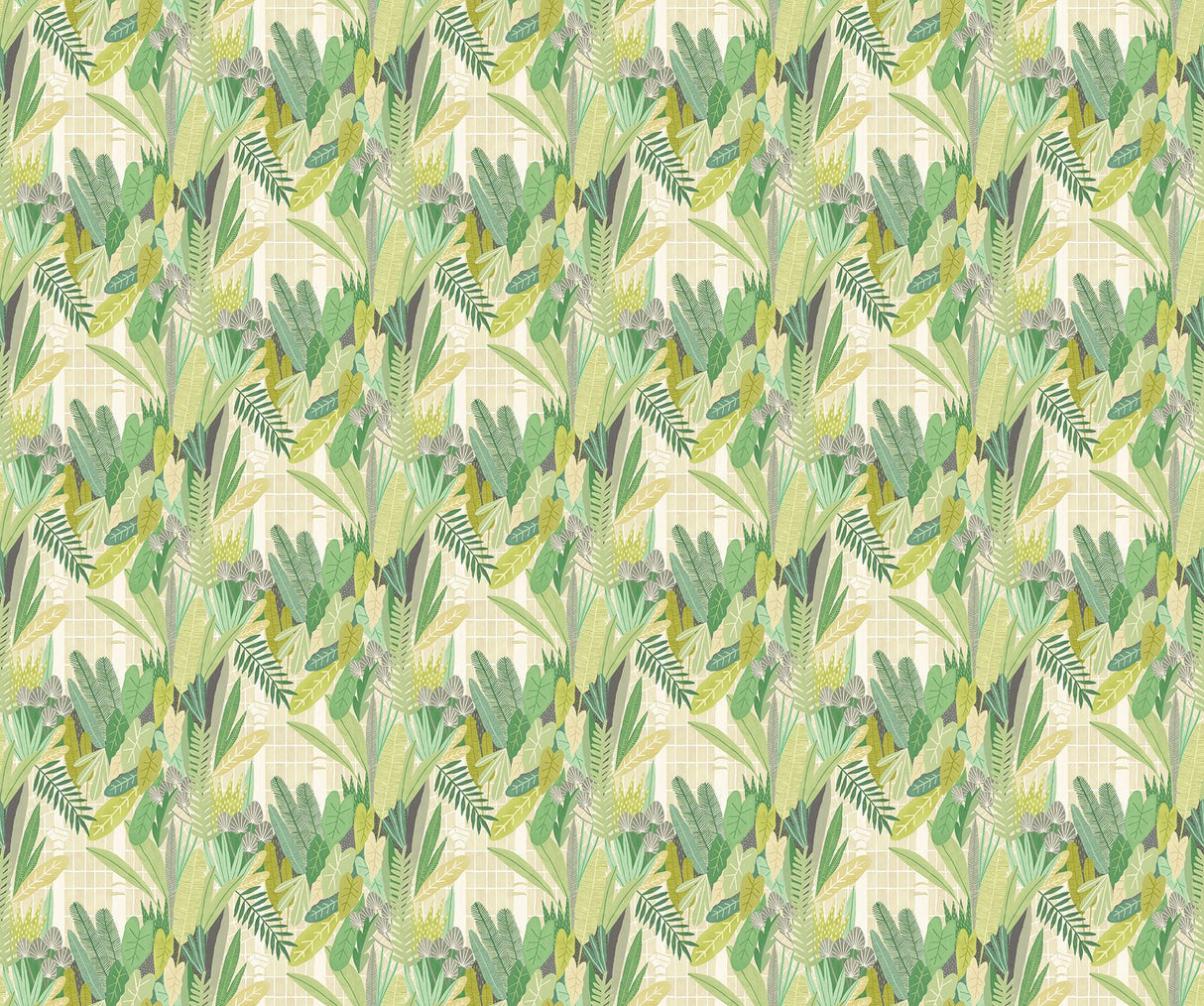 York Glasshouse Green Tropical Damask Wallpaper