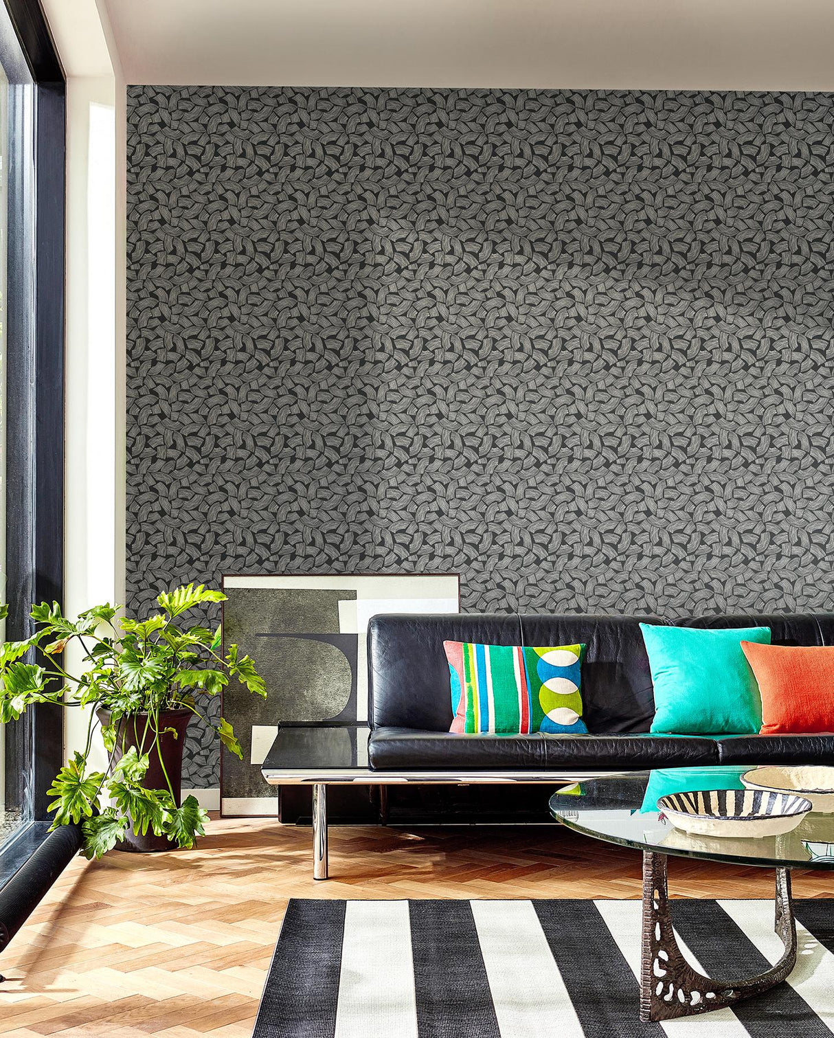York Elements Black Scribbled Arches Wallpaper