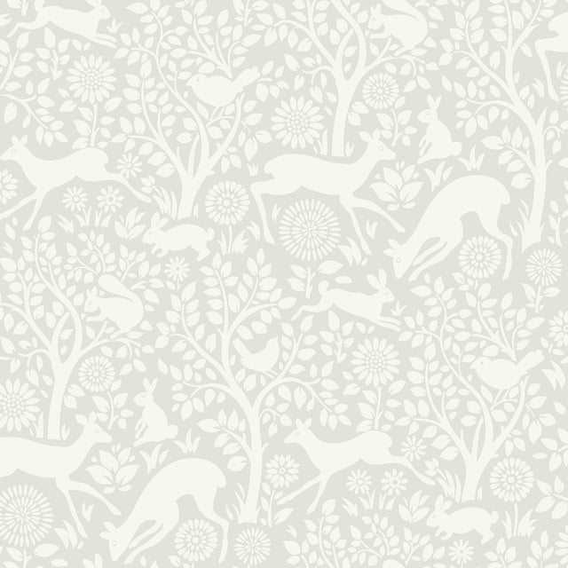 York Anahi Light Grey Forest Fauna Wallpaper
