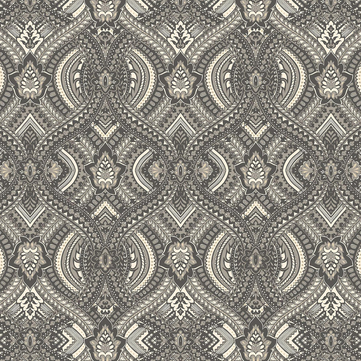 York Ogee Black Peel and Stick Wallpaper