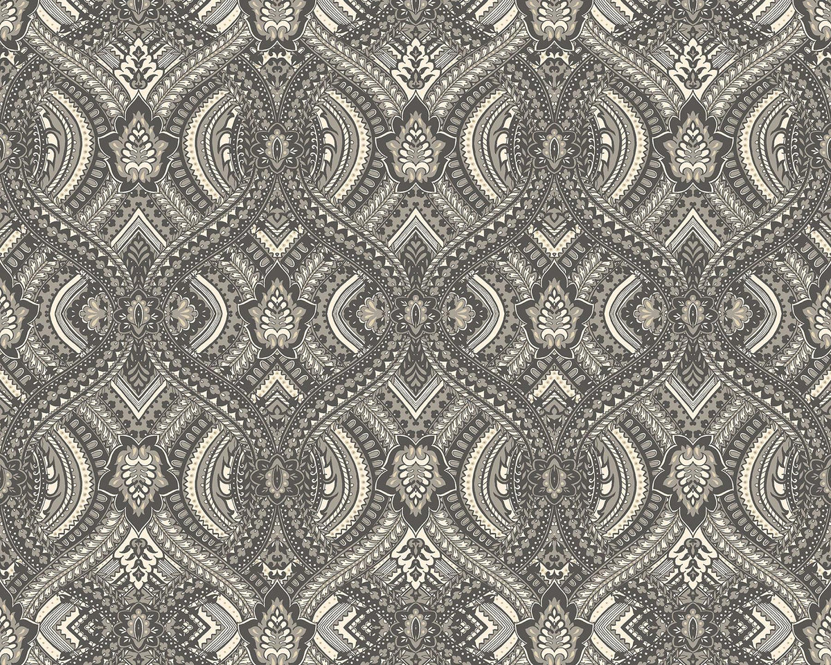 York Ogee Black Peel and Stick Wallpaper
