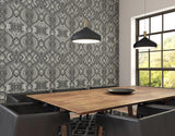 York Ogee Black Peel and Stick Wallpaper