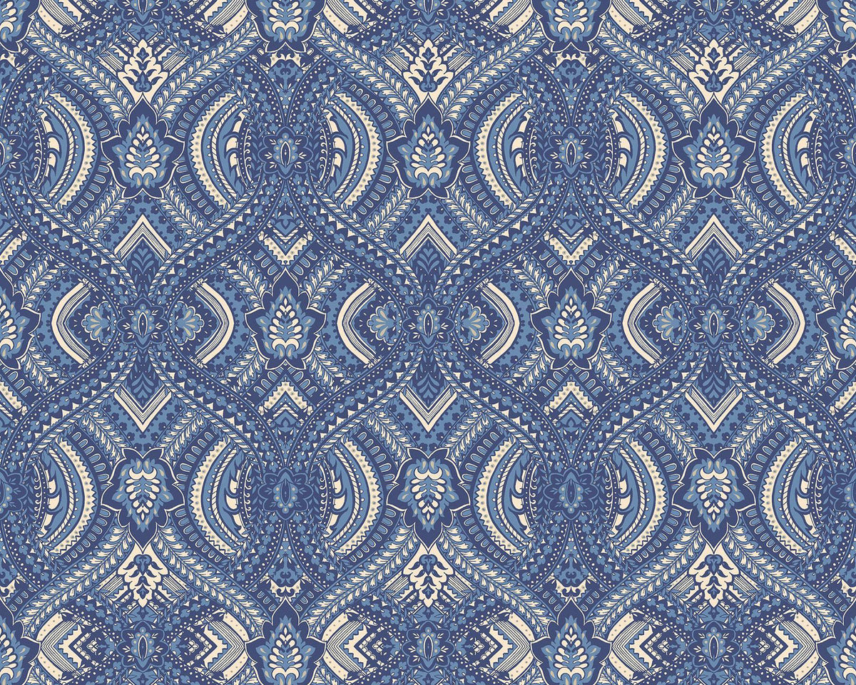 York Ogee Navy Blue Peel and Stick Wallpaper