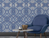 York Ogee Navy Blue Peel and Stick Wallpaper