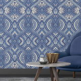 York Ogee Navy Blue Peel and Stick Wallpaper