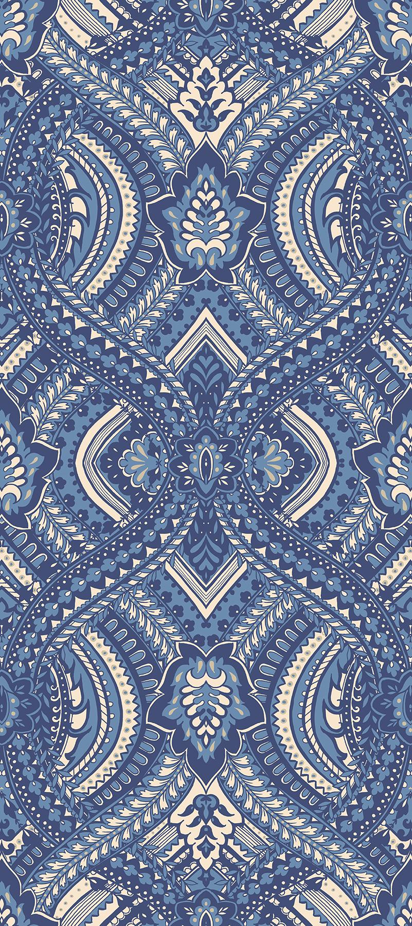 York Ogee Navy Blue Peel and Stick Wallpaper