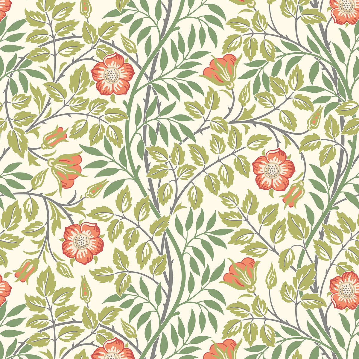 York Rosehip Trail Coral Pink Peel and Stick Wallpaper