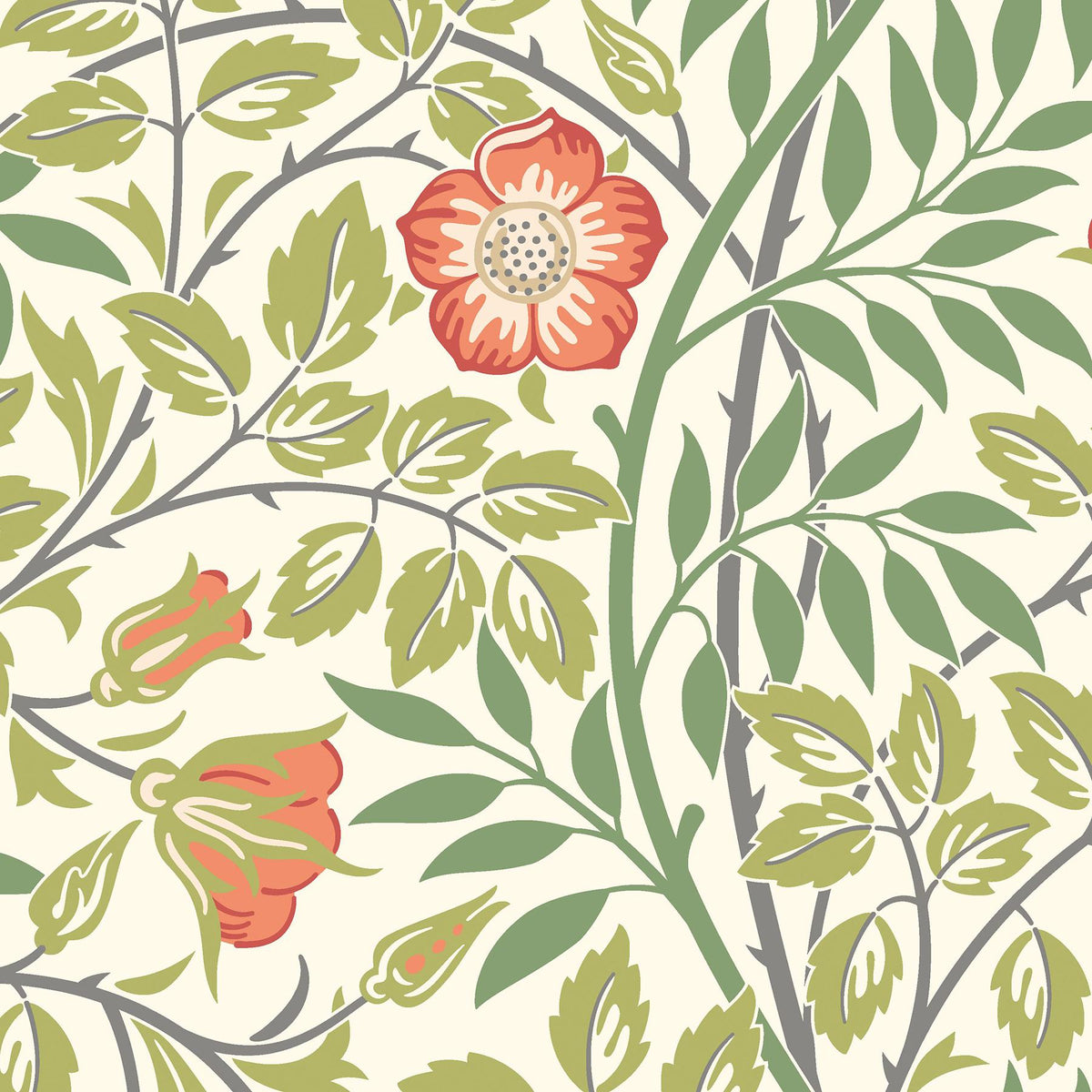 York Rosehip Trail Coral Pink Peel and Stick Wallpaper