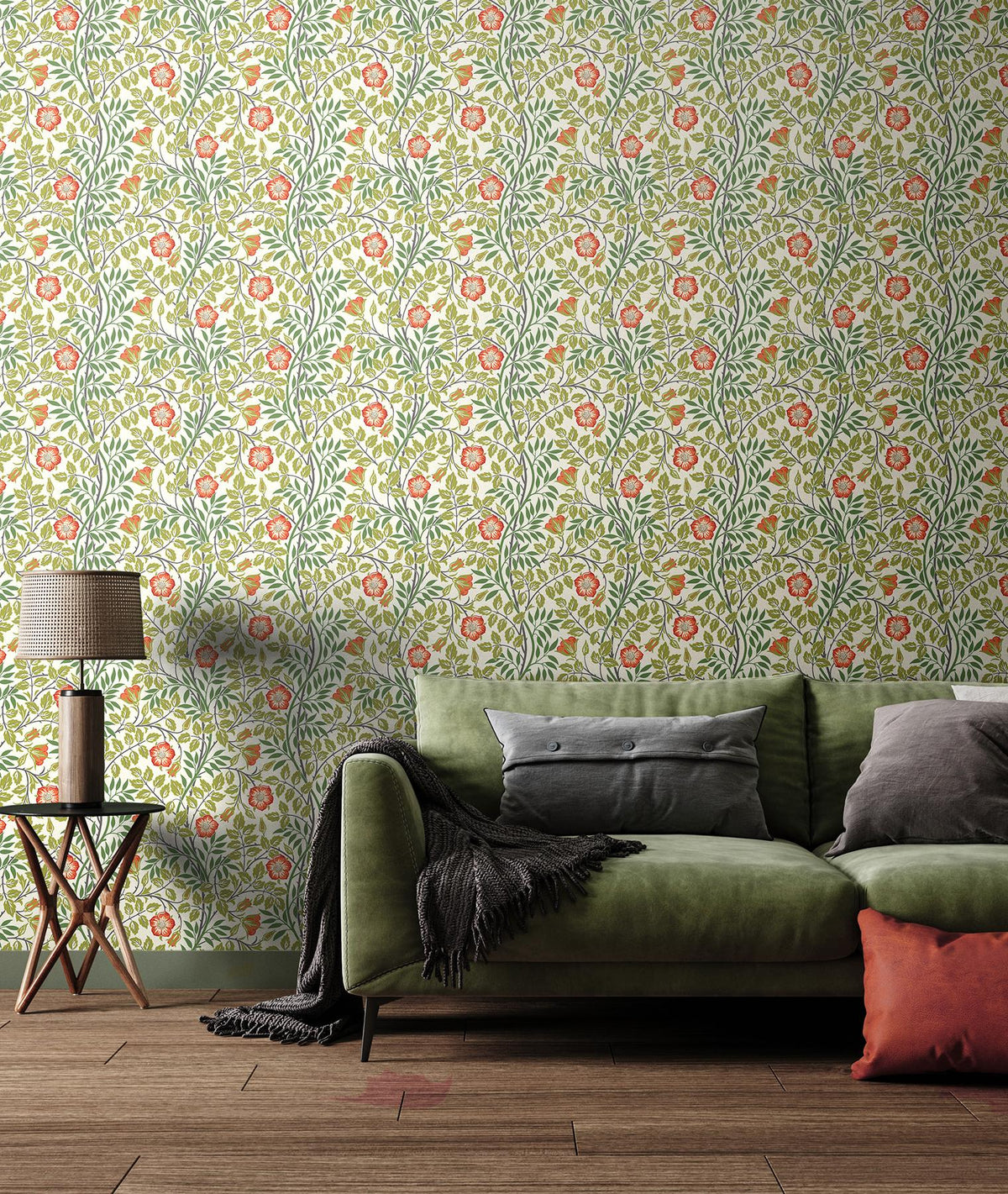 York Rosehip Trail Coral Pink Peel and Stick Wallpaper