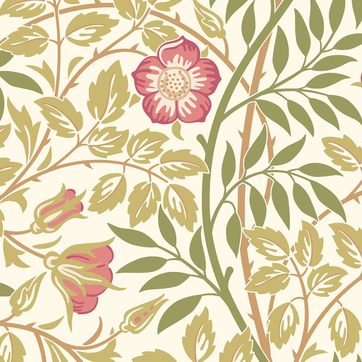 York Rosehip Trail Rose Pink Peel and Stick Wallpaper